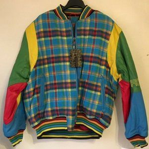 COPY - VINTAGE Crown by Schott Leather and Plaid Wool bomber Jacket 3XL